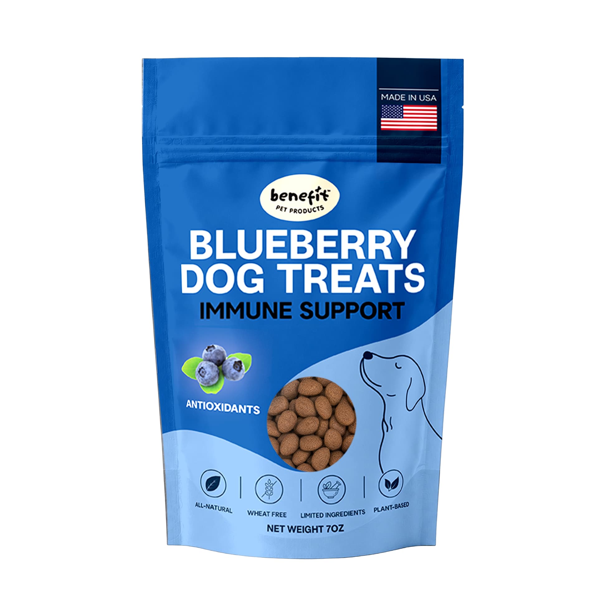 Blueberry Benefit dog biscuits, 7 oz bag