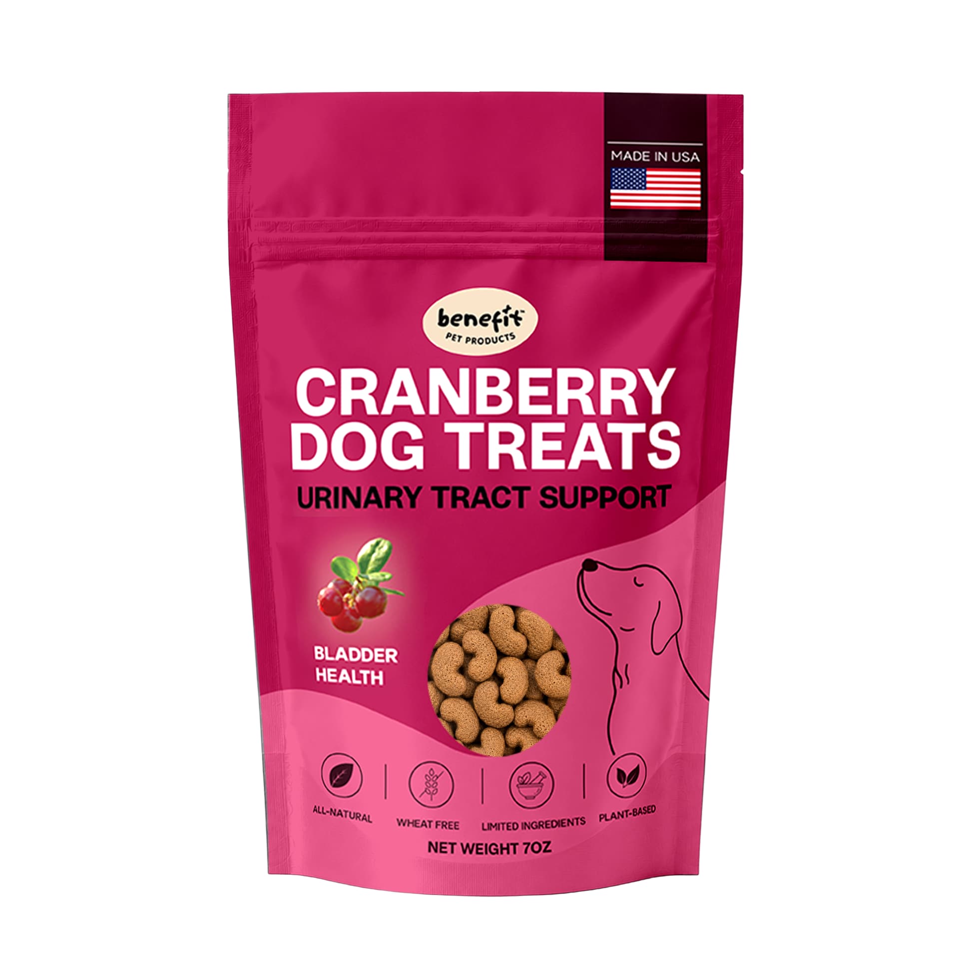 Cranberry Benefit dog biscuits, 7 oz bag