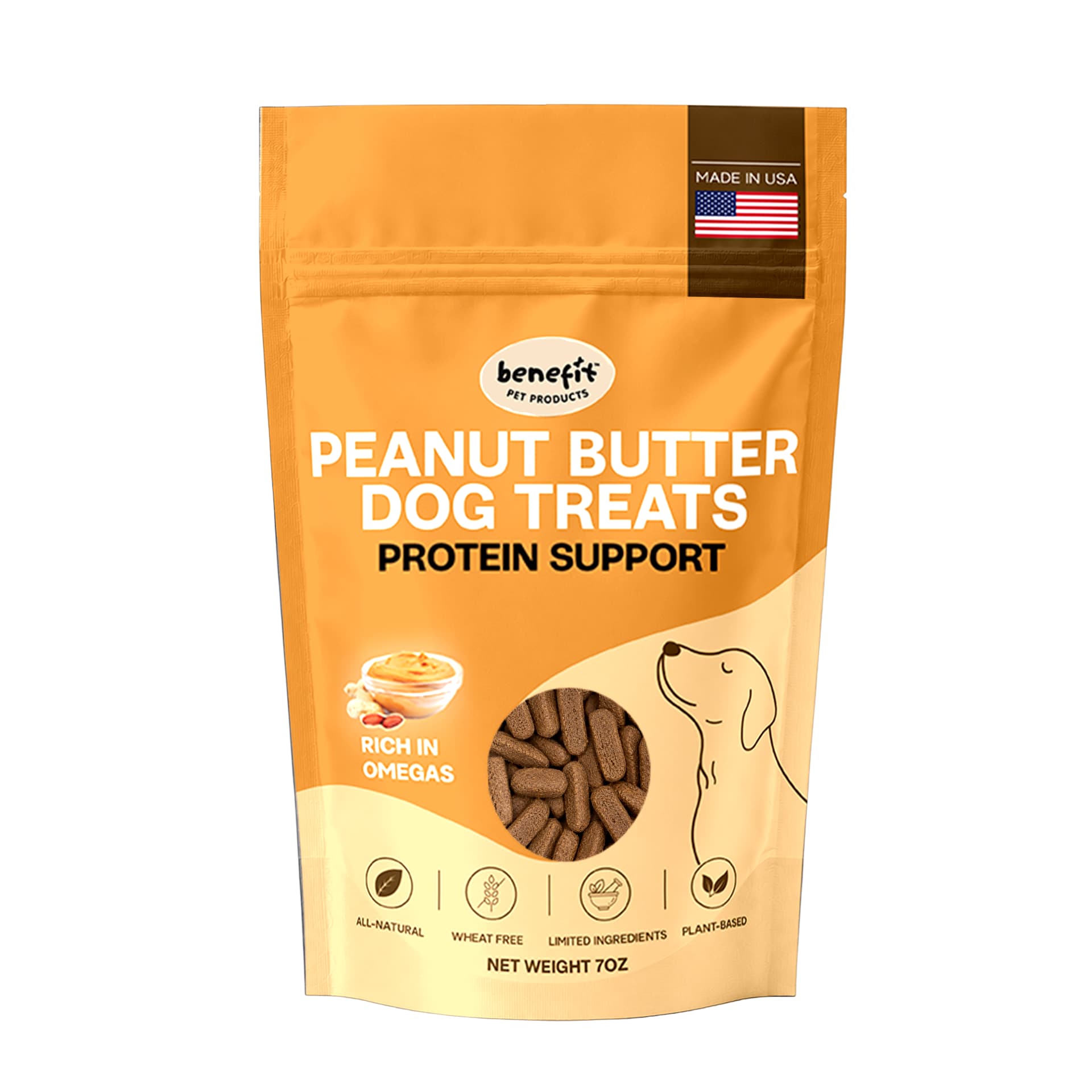 Peanut Butter Benefit dog biscuits, 7 oz bag