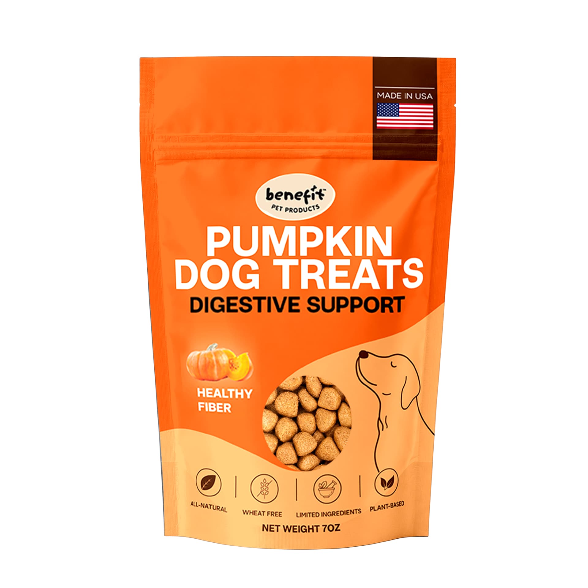 Pumpkin Benefit dog biscuits, 7 oz bag
